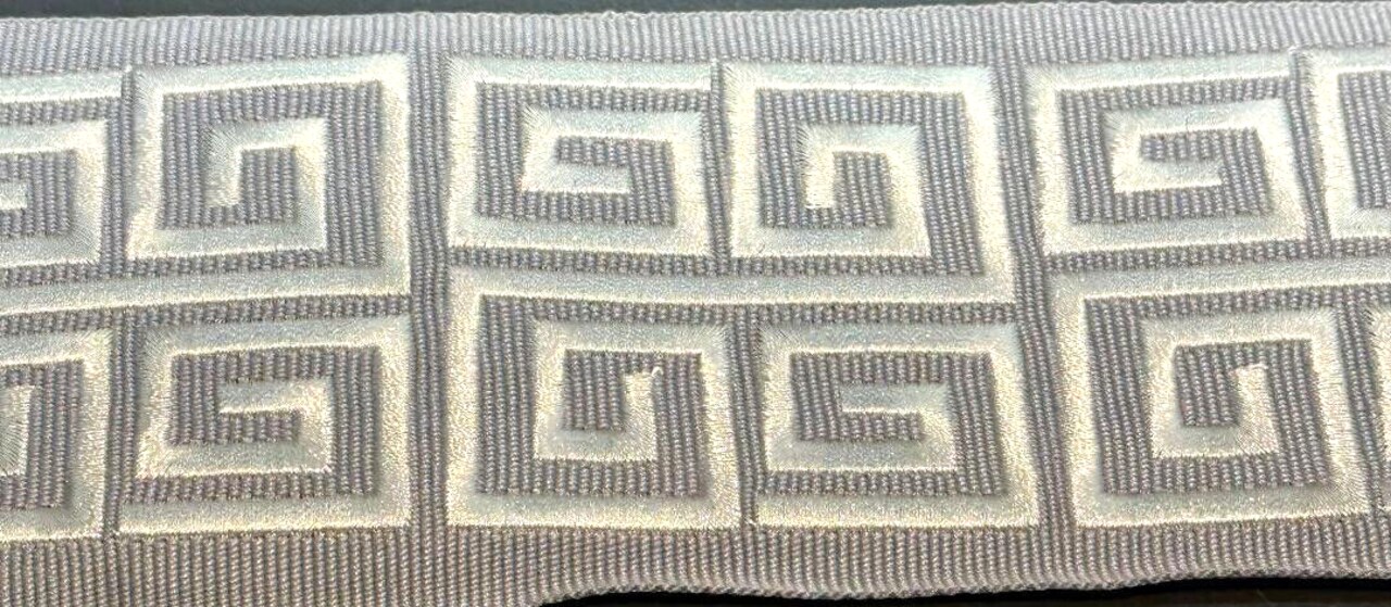 1 Yard Silver Greek Key Embroidery Trim – 3 Inch Decorative Tape